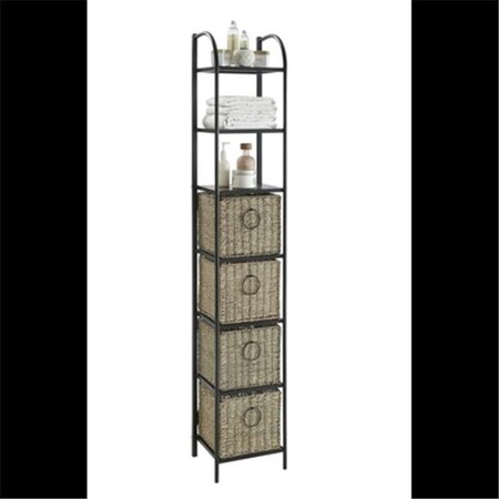4D Concepts 4D Concepts 603124 Windsor Bookcase with Baskets; Black Metal - Slate & Weave 603124
